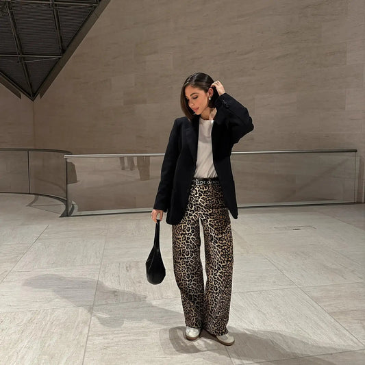 Leopard Print Wide Leg Pants