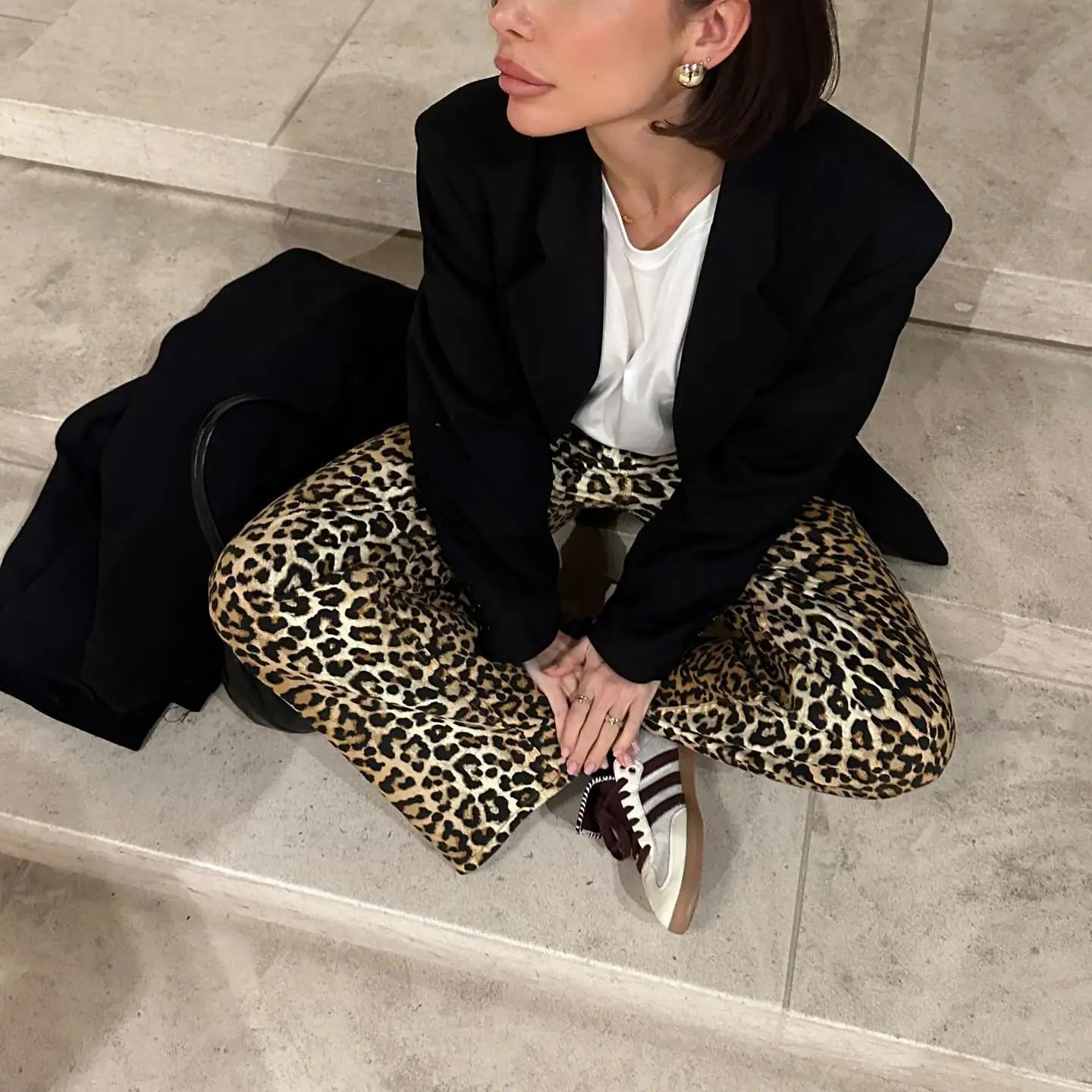 Leopard Print Wide Leg Pants