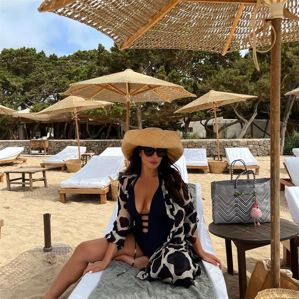 Retro Leopard Print Beachwear Cover-up