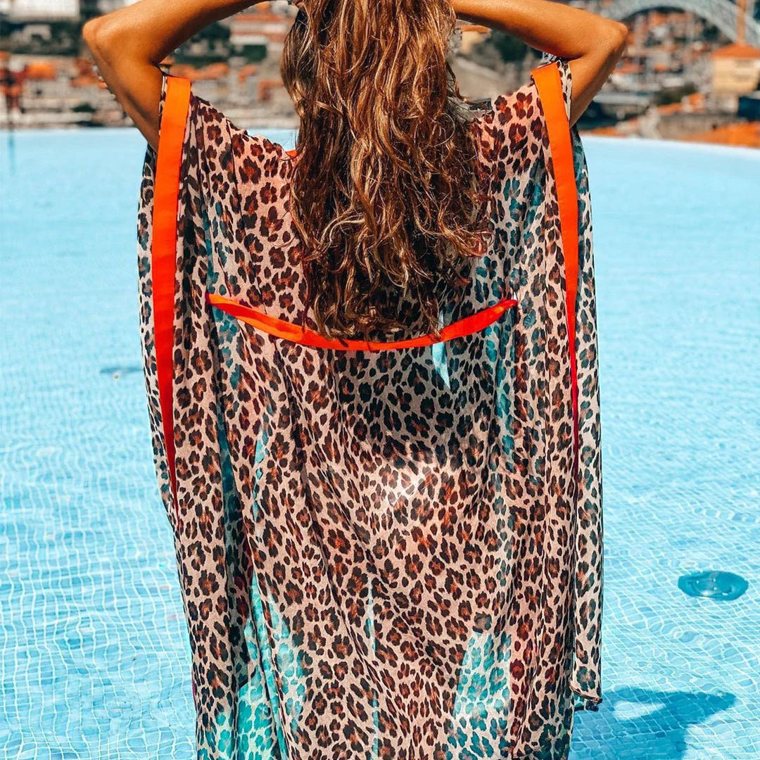 Retro Leopard Print Beachwear Cover-up