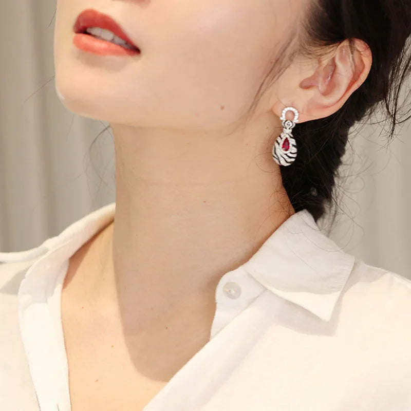 Retro Zebra Pattern Ruby earrings