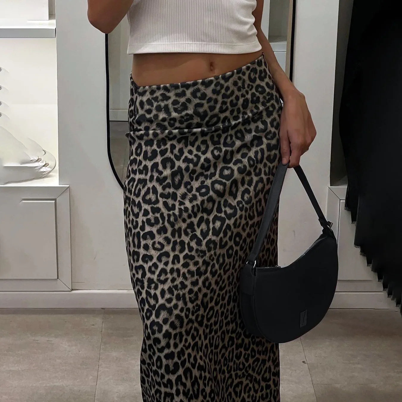 Long Leopard Print Skirt