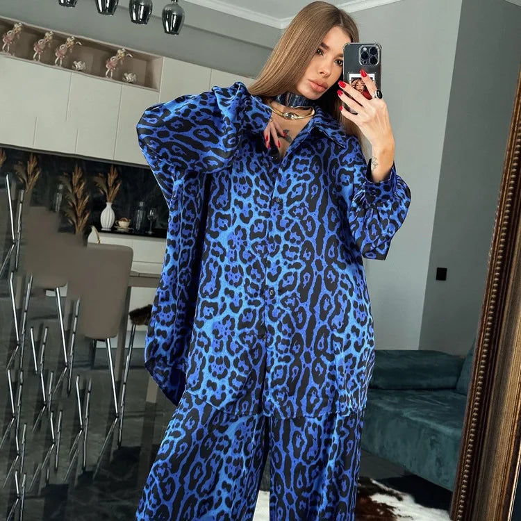 Leopard Print Women Two Piece Outfit