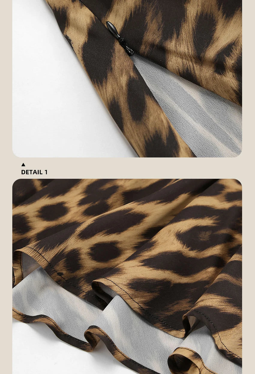 Leopard Chiffon Fishtail Skirt