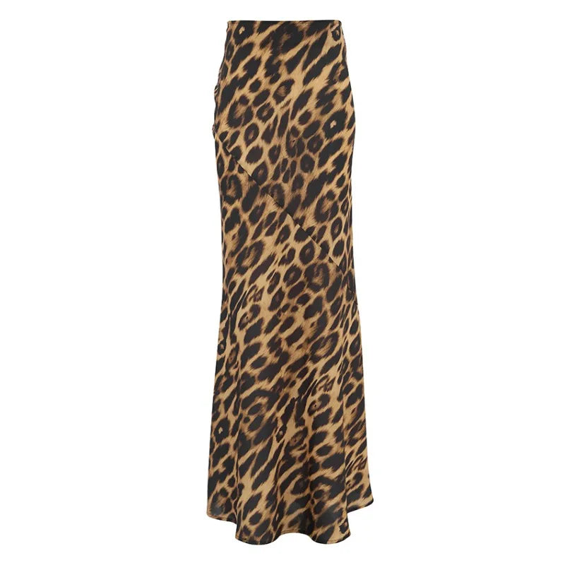Leopard Chiffon Fishtail Skirt