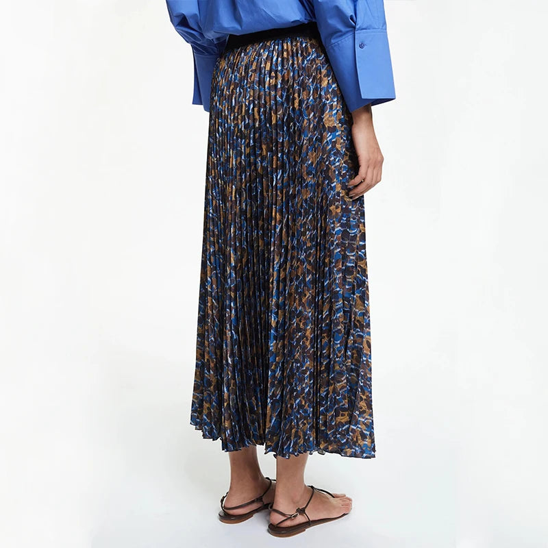 Elegant Leopard Floral Print Long Skirt