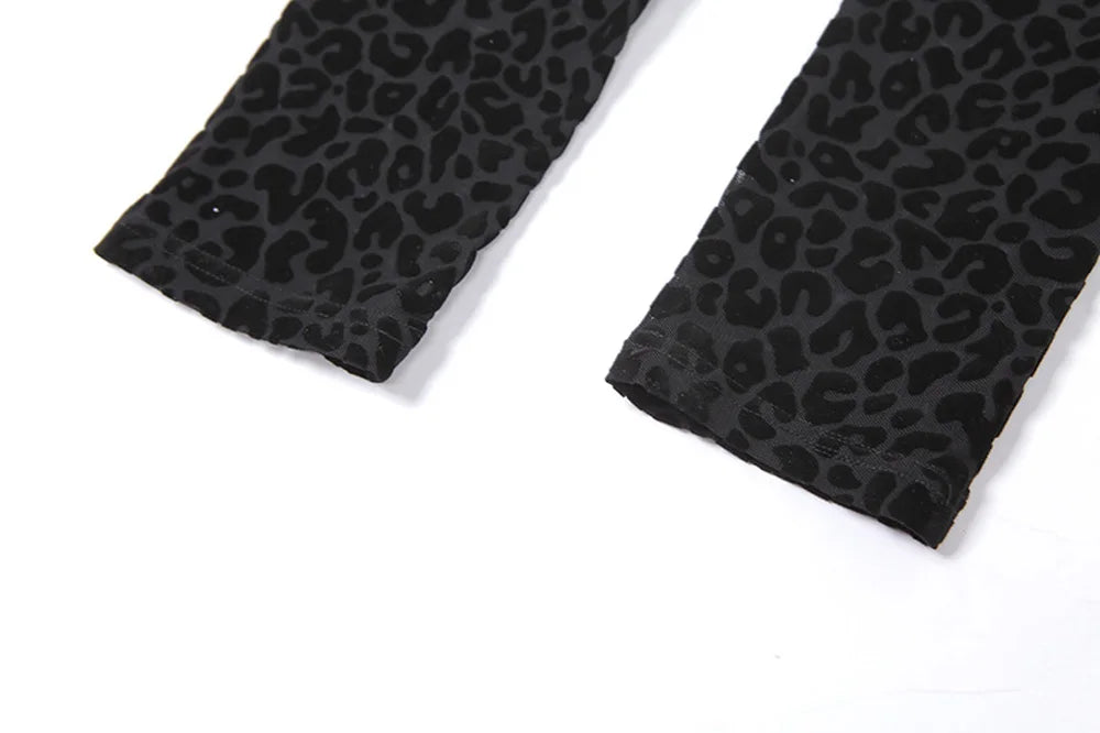 Leopard Print Backless Mesh Jumpsuit