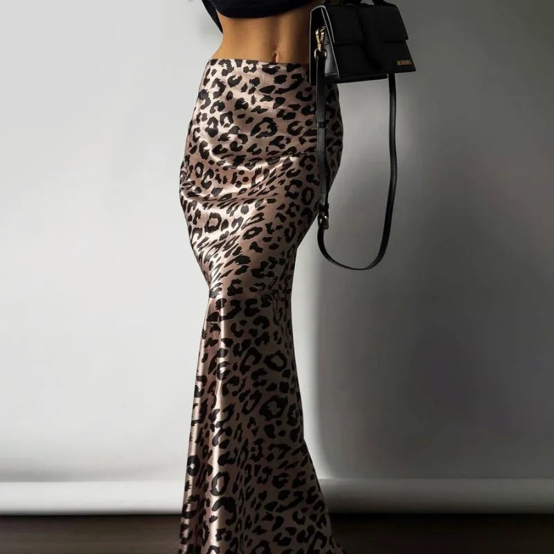 Long Leopard Print Skirt