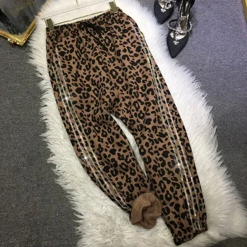 Vintage Style Diamonds Leopard Print Sweatpants