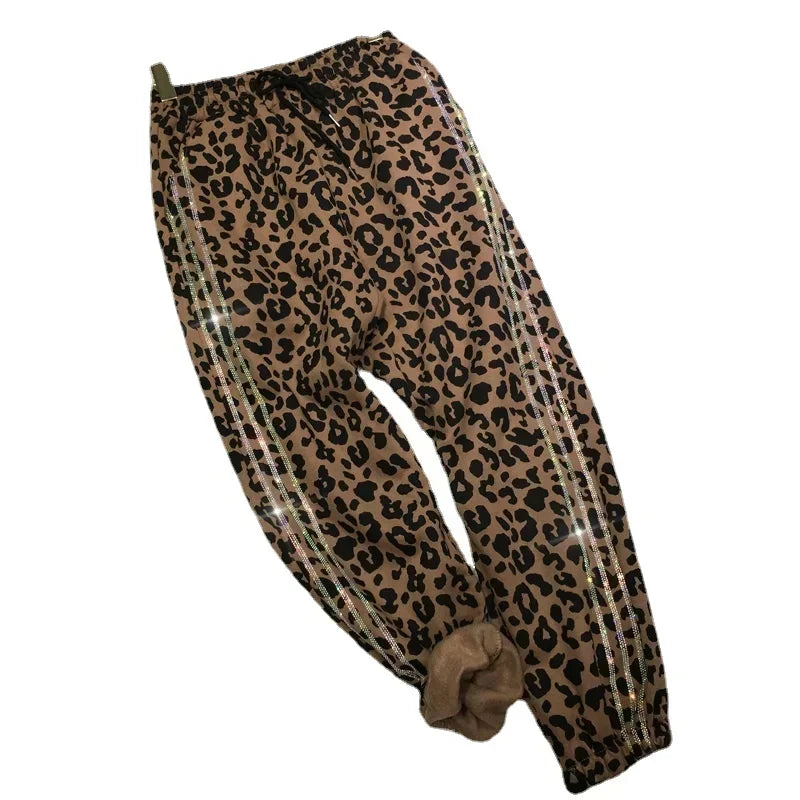 Vintage Style Diamonds Leopard Print Sweatpants