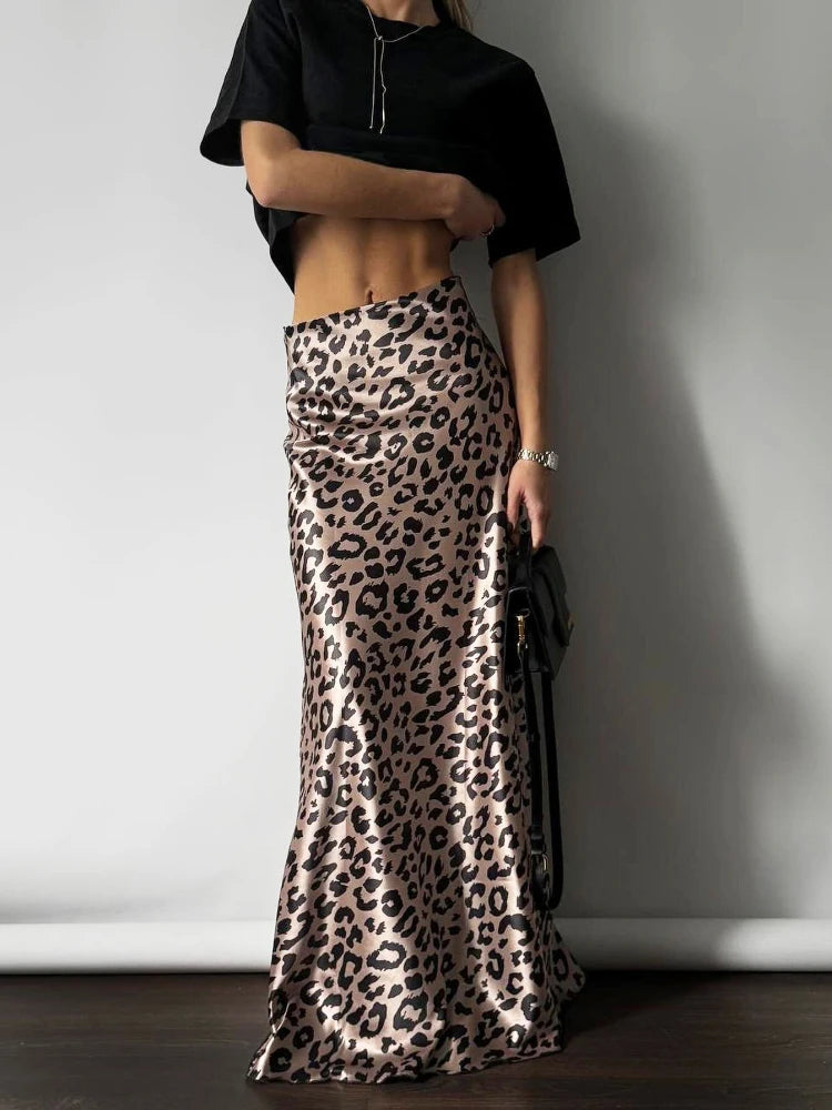 Long Leopard Print Skirt