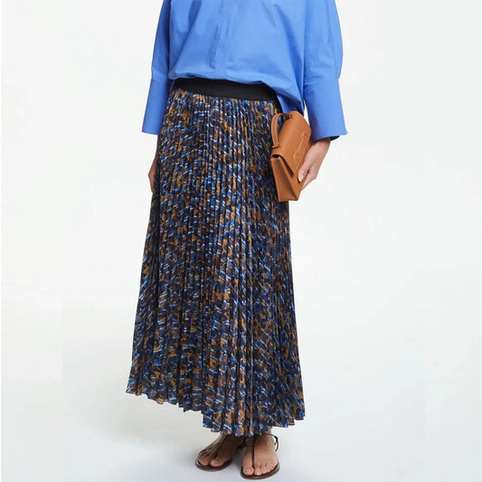Elegant Leopard Floral Print Long Skirt