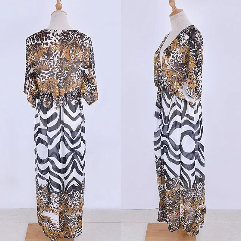 Animal Print Chiffon Beach Kimono