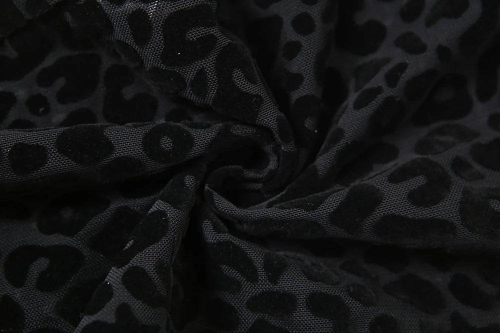 Leopard Print Backless Mesh Jumpsuit