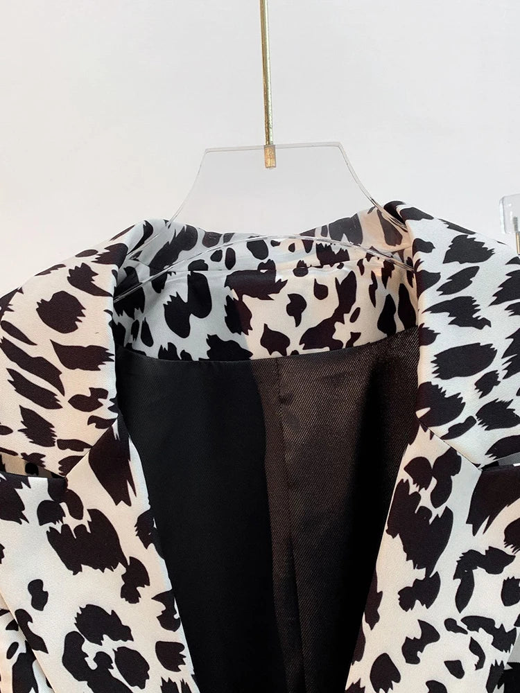 Snow Leopard Print Elegant Fashion Coat