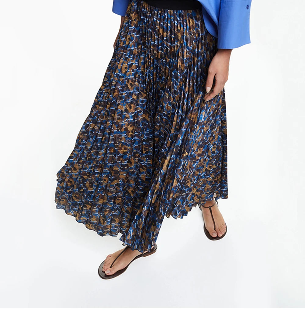 Elegant Leopard Floral Print Long Skirt
