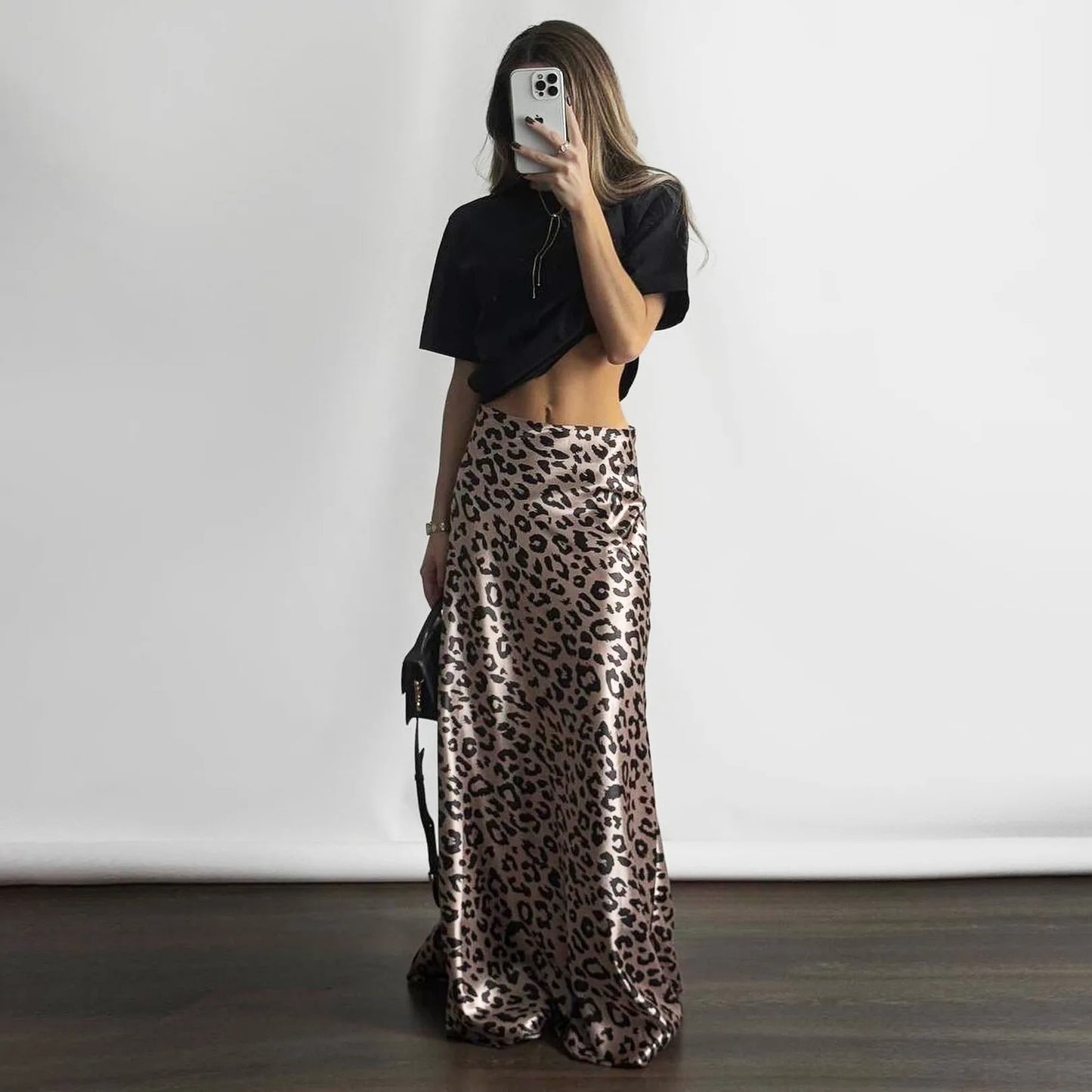 Long Leopard Print Skirt