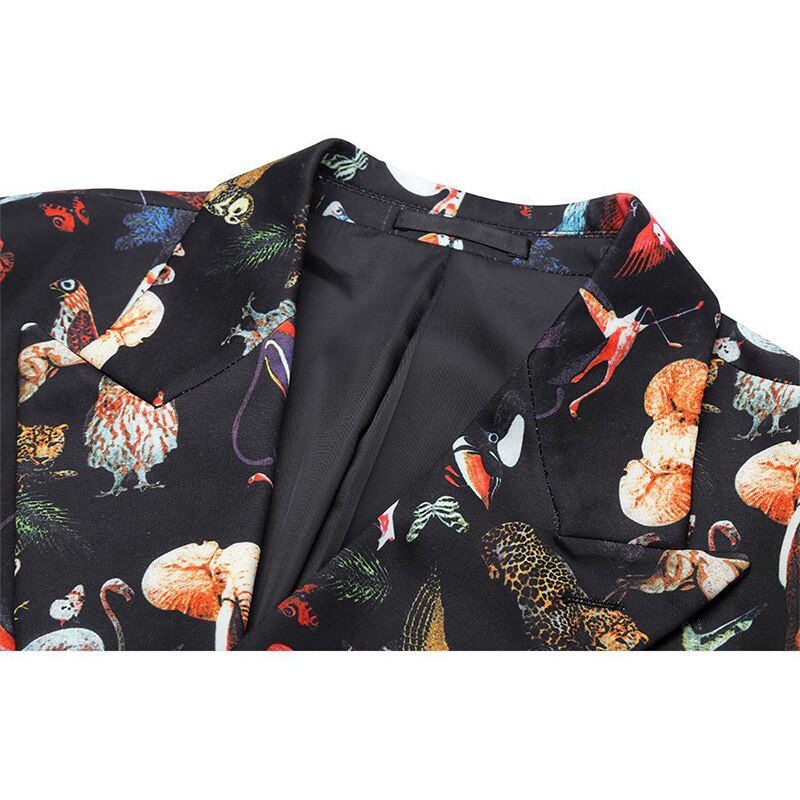 Men Animal Print Double Breasted Jacket