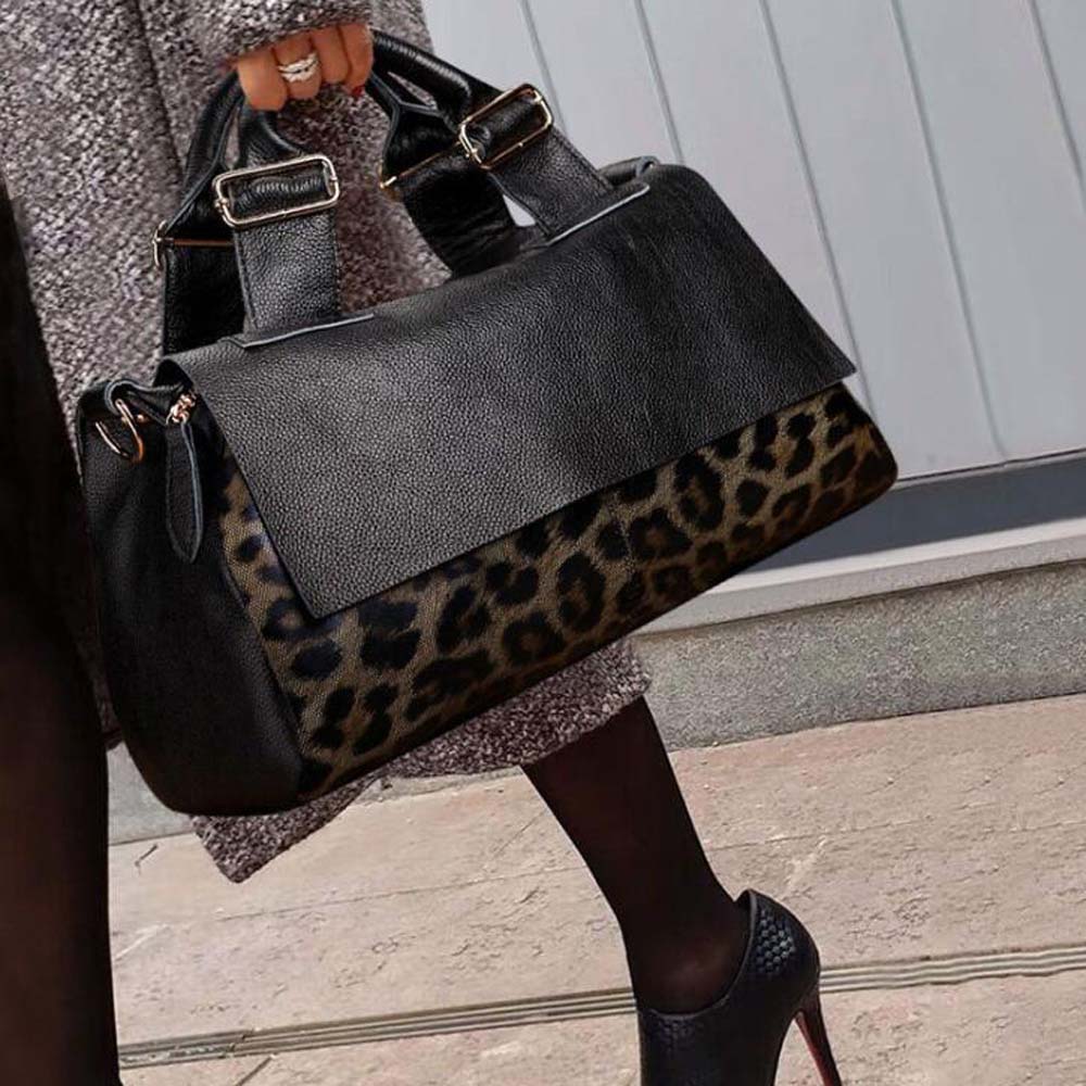 Leopard Print All-Day-Long Leather Tote Bag