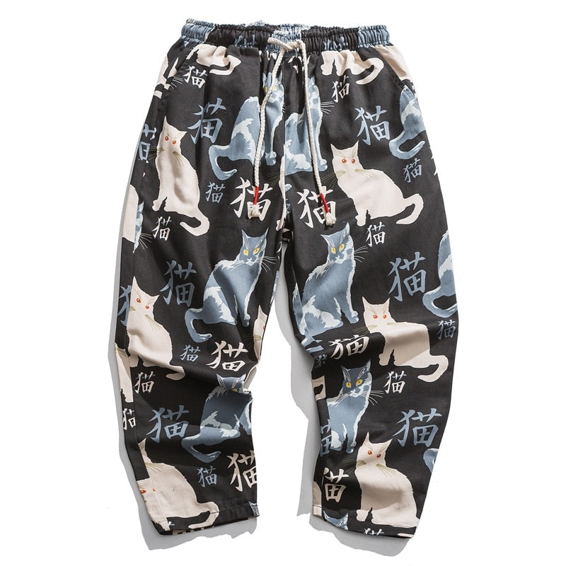 Cat Print Harem Pants