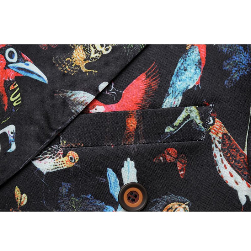 Men Animal Print Double Breasted Jacket