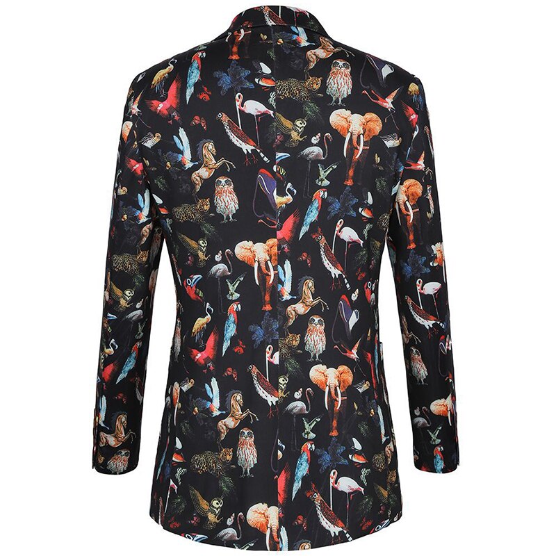 Men Animal Print Double Breasted Jacket