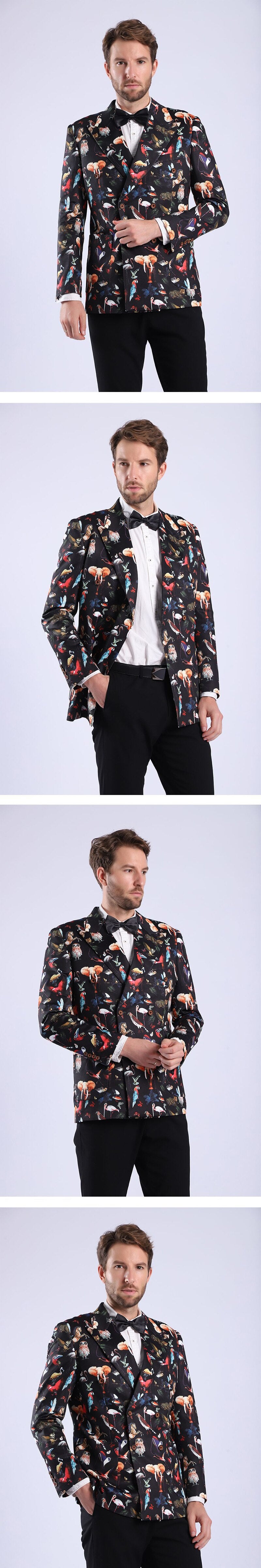 Men Animal Print Double Breasted Jacket