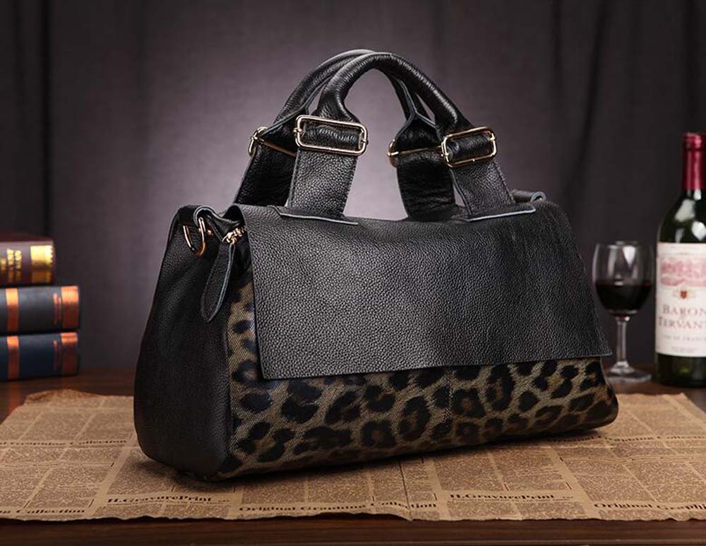 Leopard Print All-Day-Long Leather Tote Bag