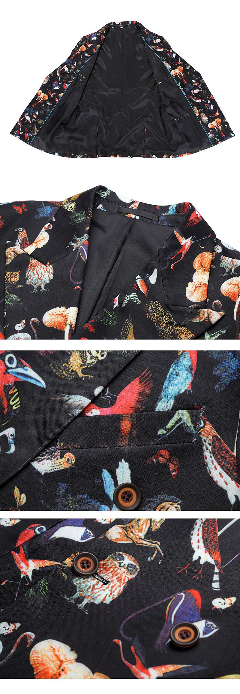 Men Animal Print Double Breasted Jacket