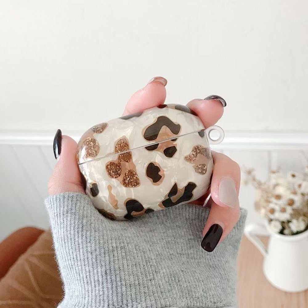 Luxury Leopard Pearl Case for Apple Airpods