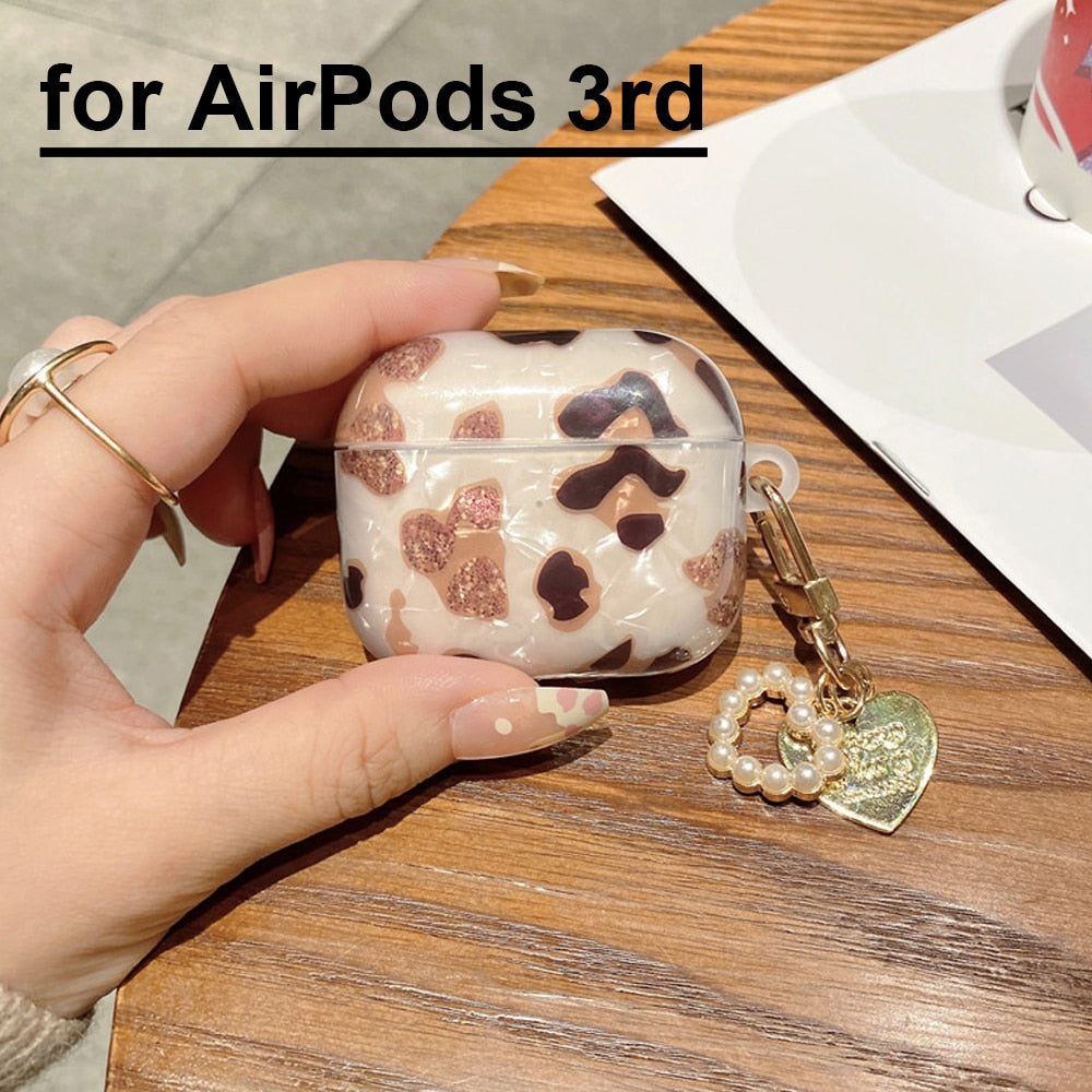 Luxury Leopard Pearl Case for Apple Airpods