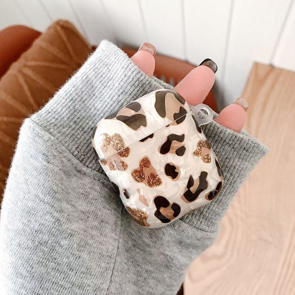 Luxury Leopard Pearl Case for Apple Airpods