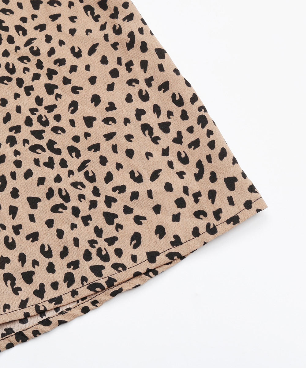 Leopard Print V-Neck Ruffle Trim Dress