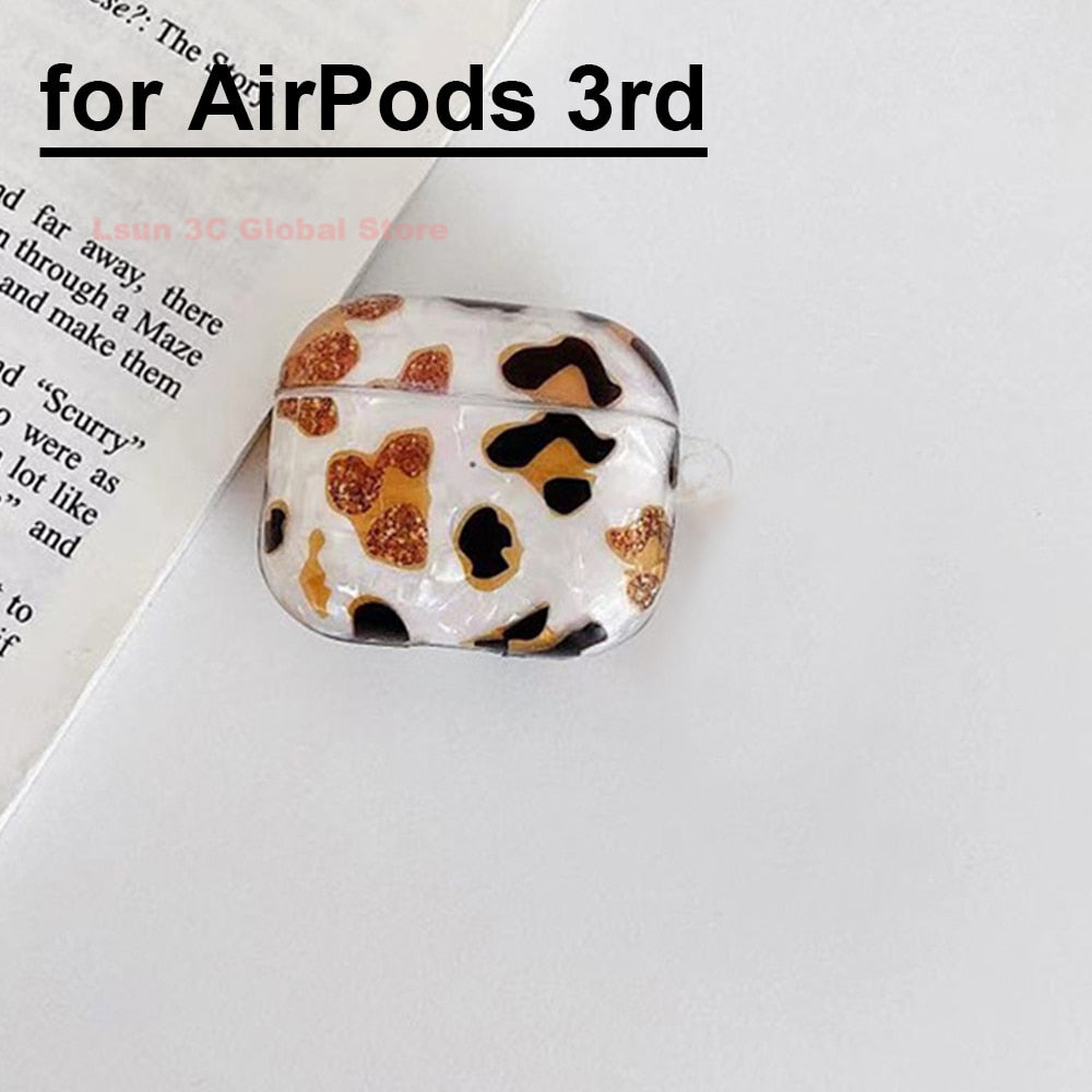 Luxury Leopard Pearl Case for Apple Airpods