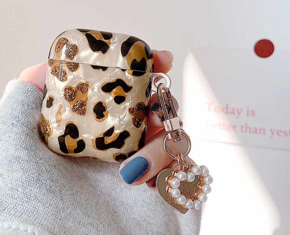Luxury Leopard Pearl Case for Apple Airpods
