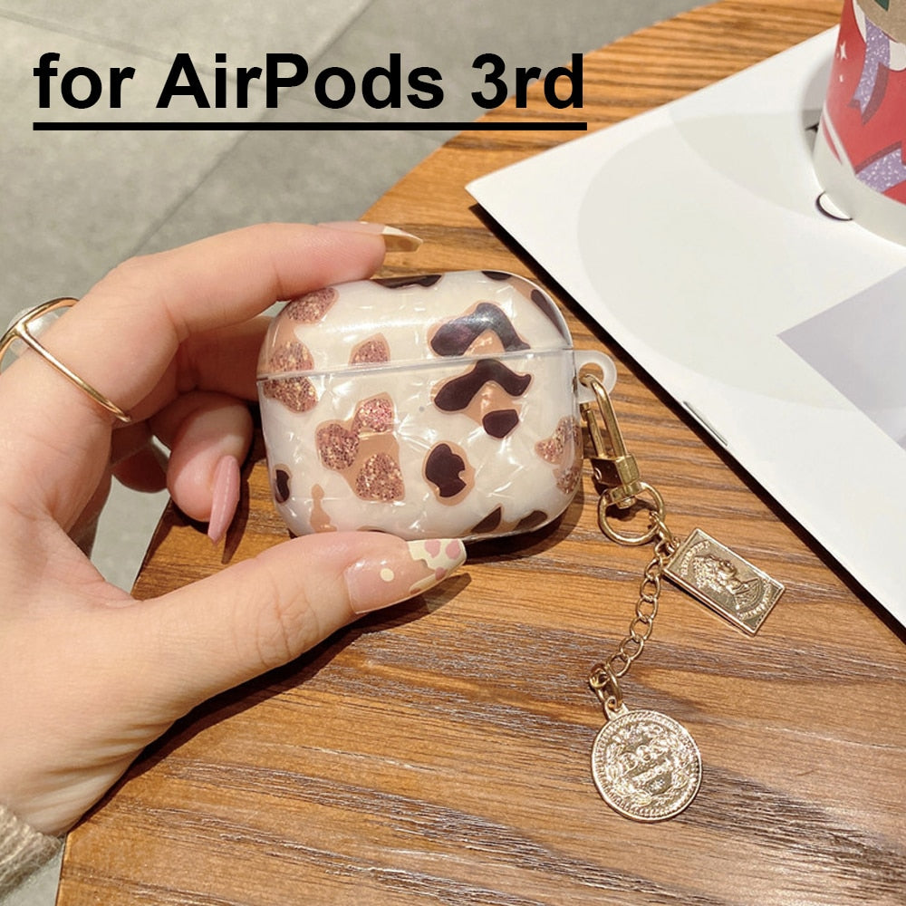 Luxury Leopard Pearl Case for Apple Airpods