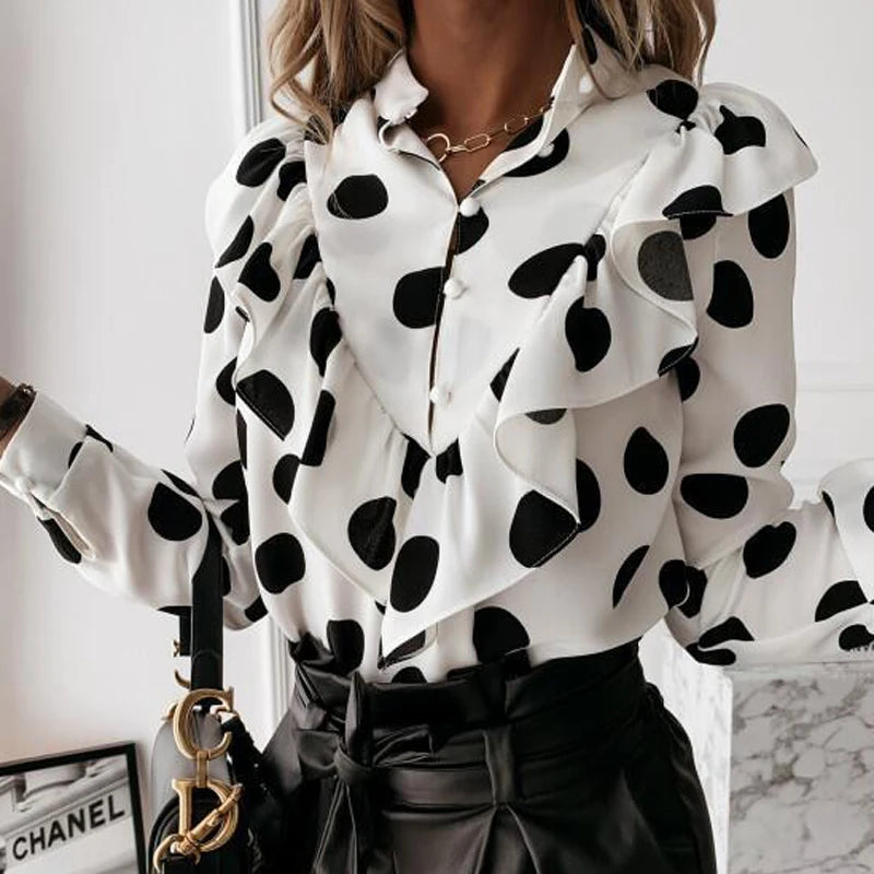 cow print Ruffles Shirt