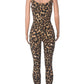 Leopard Print Elastic Jumpsuit