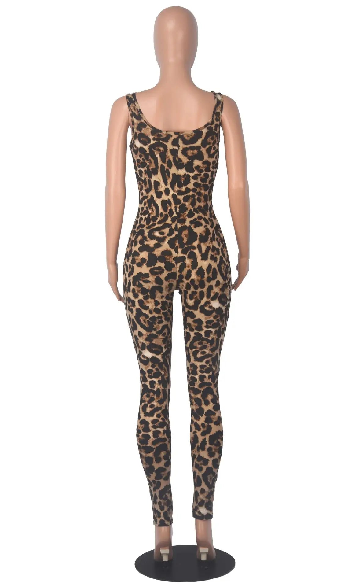 Leopard Print Elastic Jumpsuit