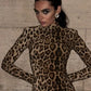 Leopard Print Turtleneck Dress