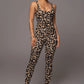 Leopard Print Elastic Jumpsuit