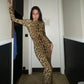 Leopard Print Turtleneck Dress