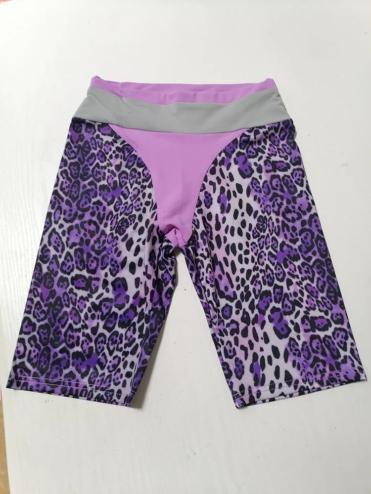 Purple Leopard Print 80's Gym Wear