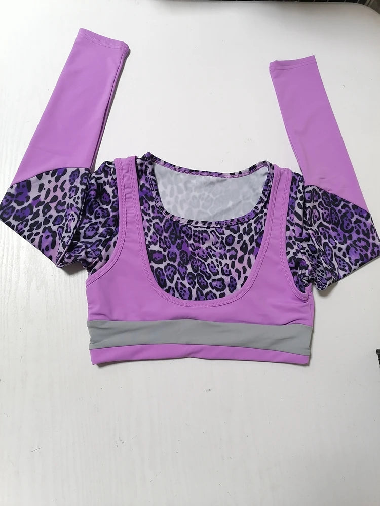 Purple Leopard Print 80's Gym Wear