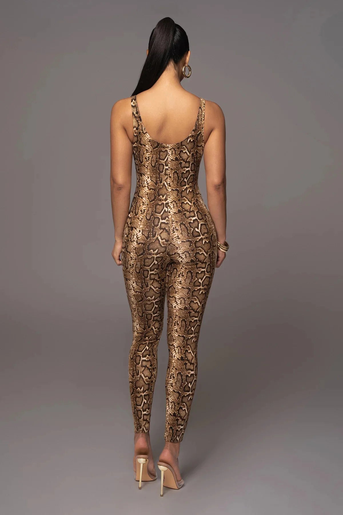 Leopard Print Elastic Jumpsuit