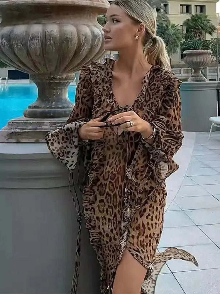 Leopard Print Ruffle Dress