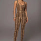 Leopard Print Elastic Jumpsuit