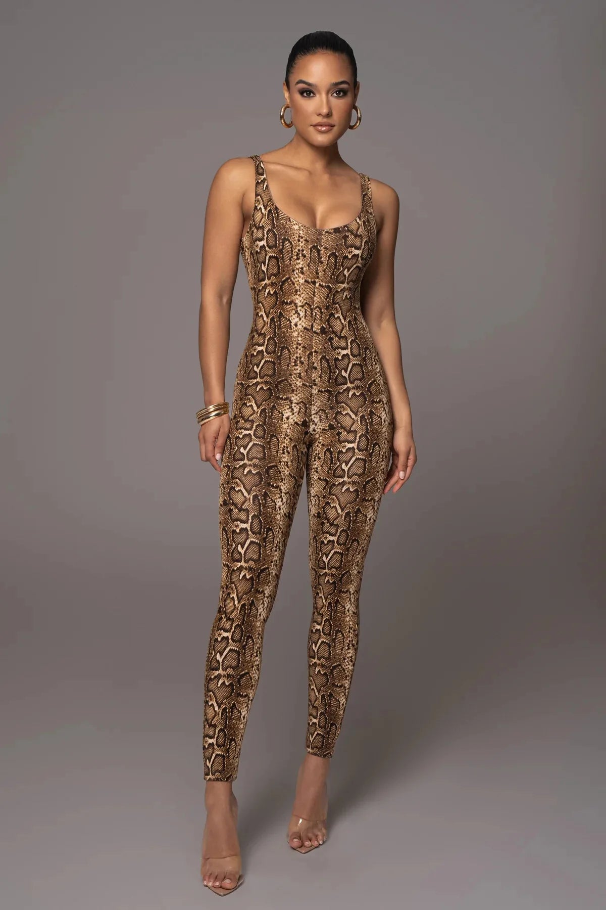 Leopard Print Elastic Jumpsuit