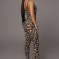 Leopard Print Elastic Jumpsuit