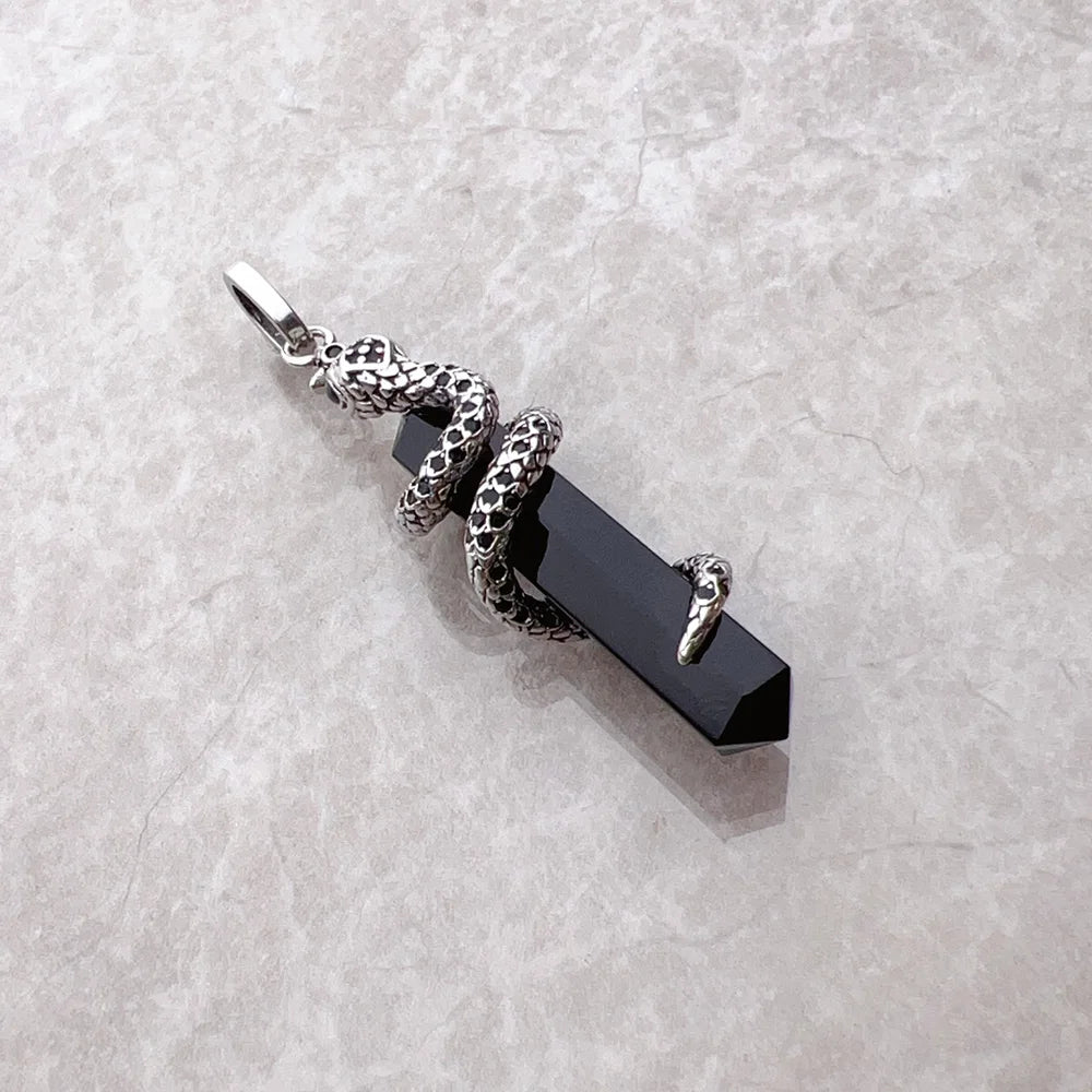 Snake  Pendant with Black Onyx